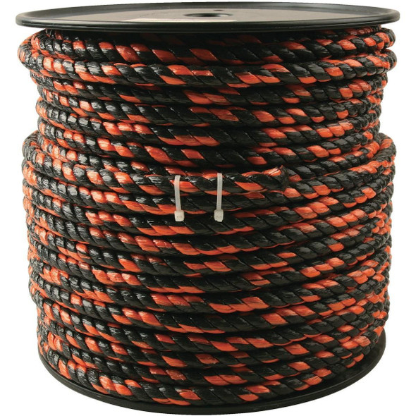 709852 1/2 In. x 250 Ft. Orange & Black Truck Polypropylene Rope
