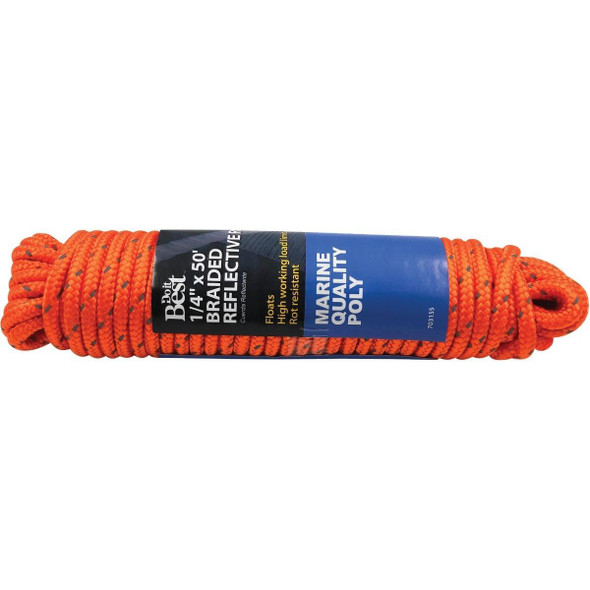 703155 1/4 In. x 50 Ft. Orange Braided Reflective Polypropylene Packaged Rope
