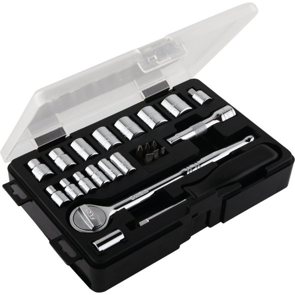 328545 Standard 1/4 In. and 3/8 In. Drive 6-Point Shallow Ratchet & Socket Set (24-Piece)