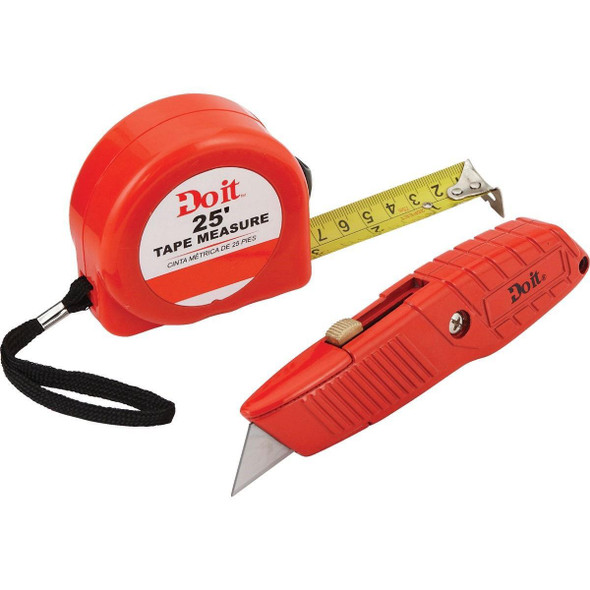 302036 25 Ft. Tape Measure and Utility Knife Tool Set (2-Piece)