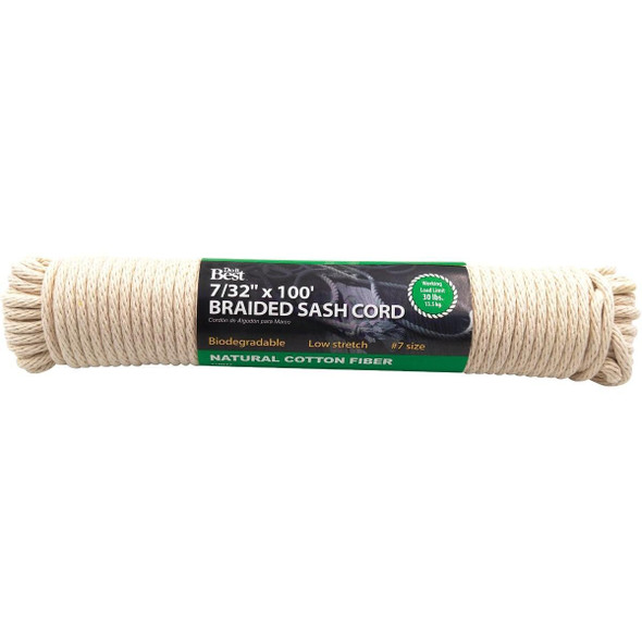 218847 7/32 In. x 100 Ft. White Solid Braided Cotton Sash Cord