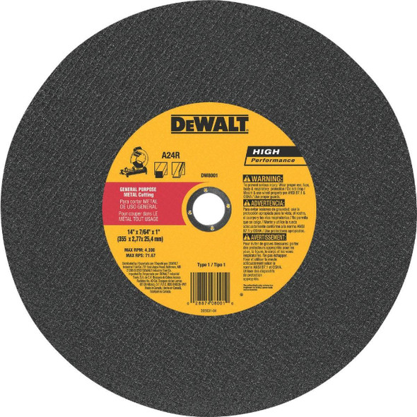 DW8001  Z DEWALT HP Type 1 14 In. x 7/64 In. x 1 In. Metal Cut-Off Wheel