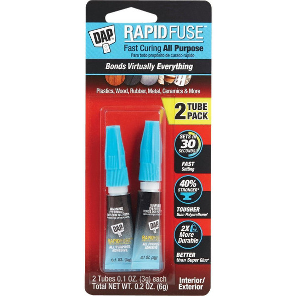 7079800158 DAP RapidFuse 0.1 Oz. Clear Multi-Purpose Adhesive Tube (2-Pack)