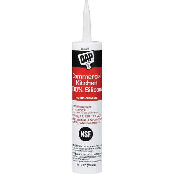 08658 DAP 9.8 Oz. Commercial Kitchen Food-Grade Silicone Sealant, Clear