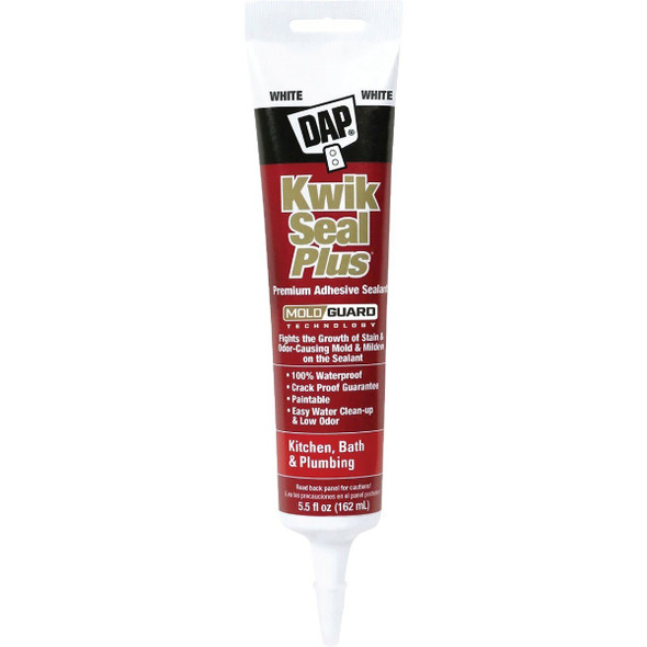 18526 DAP Kwik Seal Plus 5.5 Oz. Brighter White Premium Kitchen & Bath Adhesive Sealant