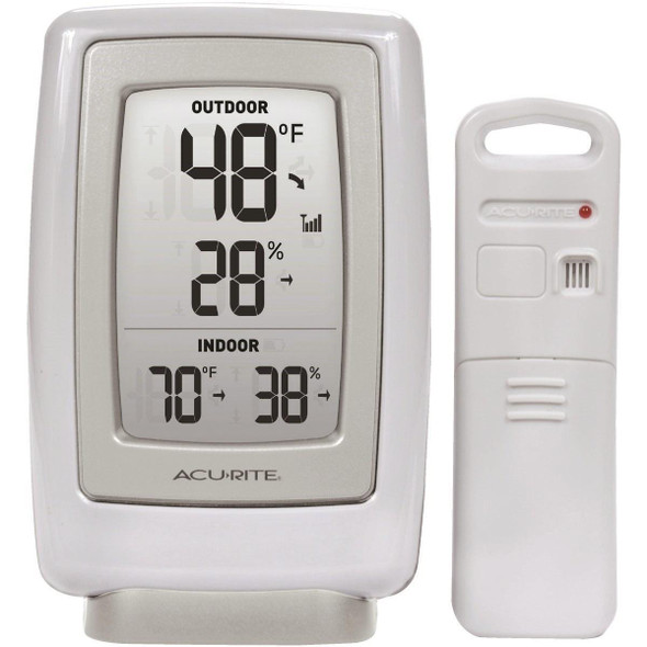 00611A3 Acurite 3-1/2" W x 5-1/2" H Plastic Wireless Indoor & Outdoor Thermometer & Humidity Gauge
