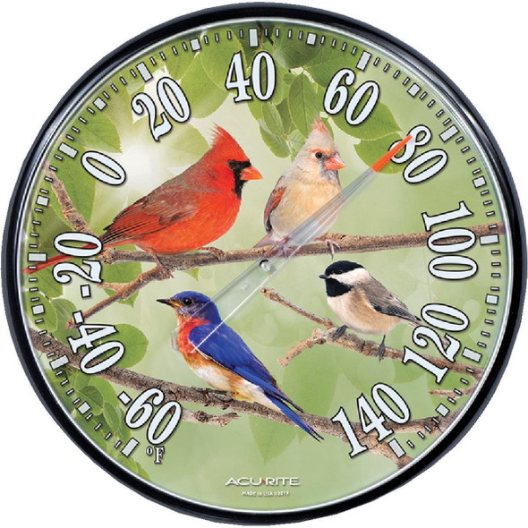 01781 Acurite 12-1/2" Dia Plastic Dial Songbird Indoor & Outdoor Thermometer