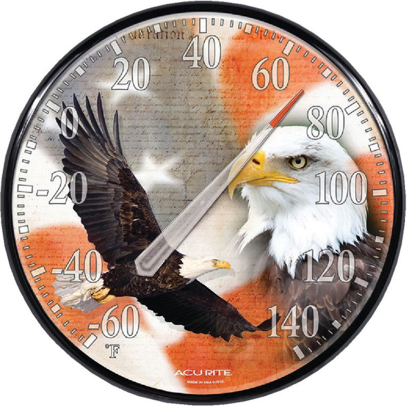 01930 Acurite 12.5 In. Dia. Plastic Dial Eagle/Flag Indoor & Outdoor Thermometer