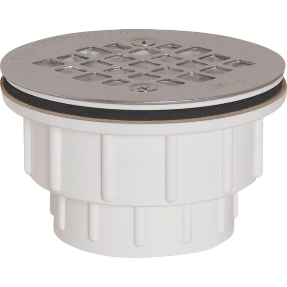 825-2PPK Sioux Chief 2 In. PVC Solvent Weld Shower Drain with 4-1/4 In. Stainless Steel Strainer