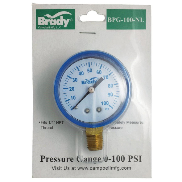 BPGIND CS-NL Campbell 1/4 In. x 2 In. 0 to 100 psi Pressure Gauge