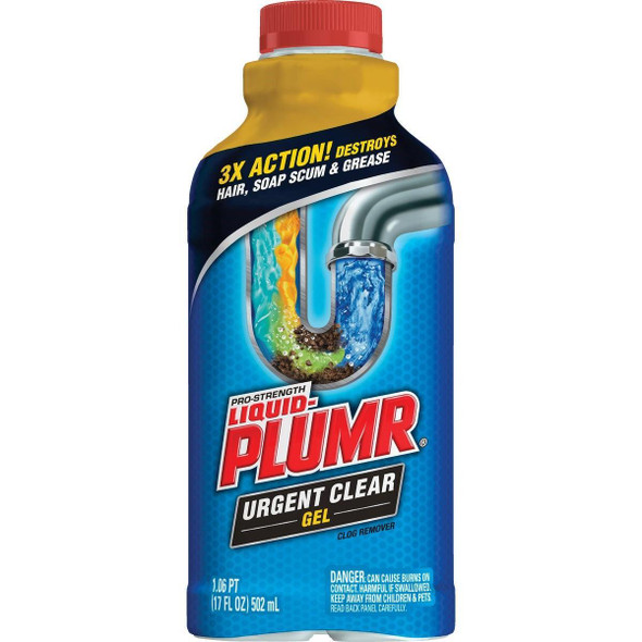 30548 Liquid Plumr Urgent Clear 17 Oz. Pro-Strength Liquid Drain Cleaner