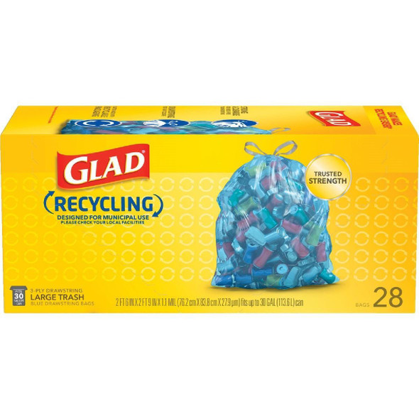 22335 Glad Recycling 30 Gal. Large Blue Trash Bag (28-Count)