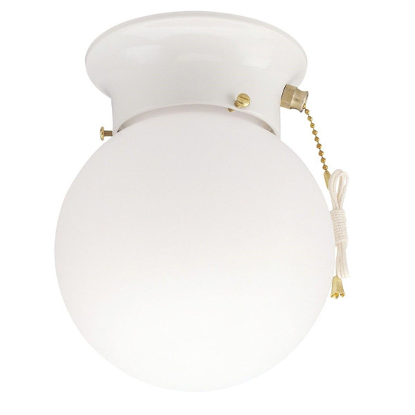 ICL9WHW Home Impressions 6 In. White Incandescent Flush Mount Ceiling Light Fixture with Pull Chain