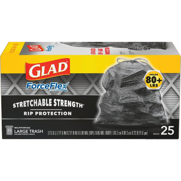 70359 Glad Dual Defense 30 Gal. Large Black Trash Bag (25-Count)