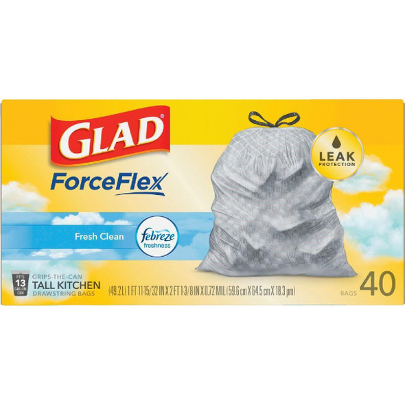 78361 Glad Febreze 13 Gal. Fresh Scent Tall Kitchen White Trash Bag (40-Count)