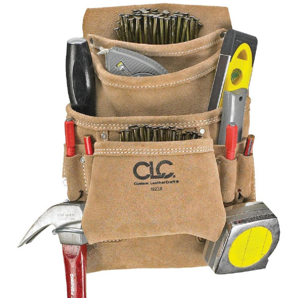 I923X CLC 10-Pocket Suede Leather Carpenter's Nail & Tool Bag