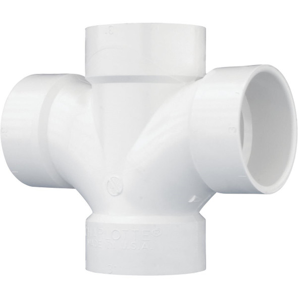 PVC 00428  1000HA Charlotte Pipe 3 In. Double Sanitary DWV PVC Tee