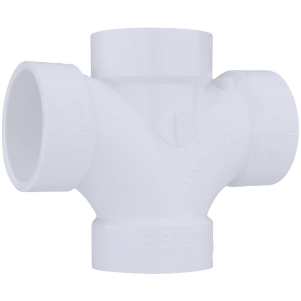 PVC 00428  0600HA Charlotte Pipe 1-1/2 In. Double Sanitary DWV PVC Tee