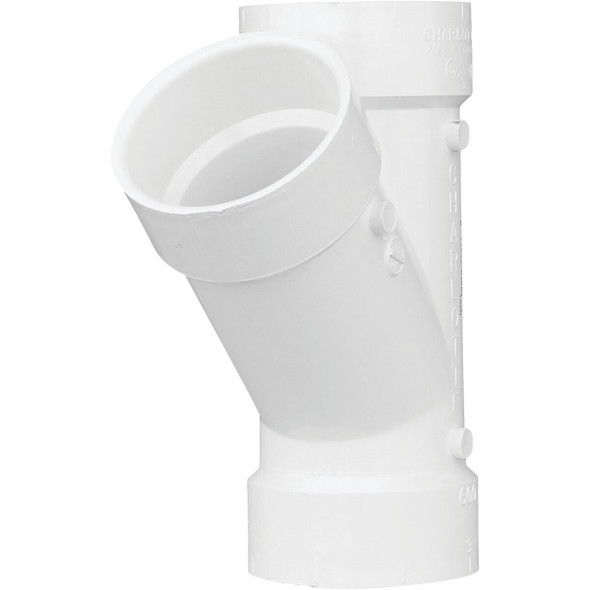 PVC 00600  1200HA Charlotte Pipe 3 In. Schedule 40 DWV Hub PVC Wye