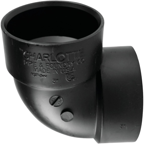 ABS 00331  0800HA Charlotte Pipe 2 In. Hub x Hub 90 Deg. Vent ABS Elbow (1/4 Turn)