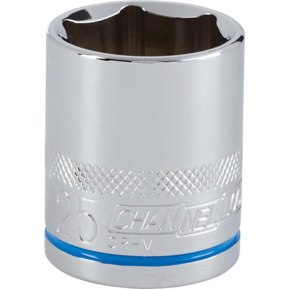 302827 Channellock 1/2 In. Drive 25 mm 6-Point Shallow Metric Socket