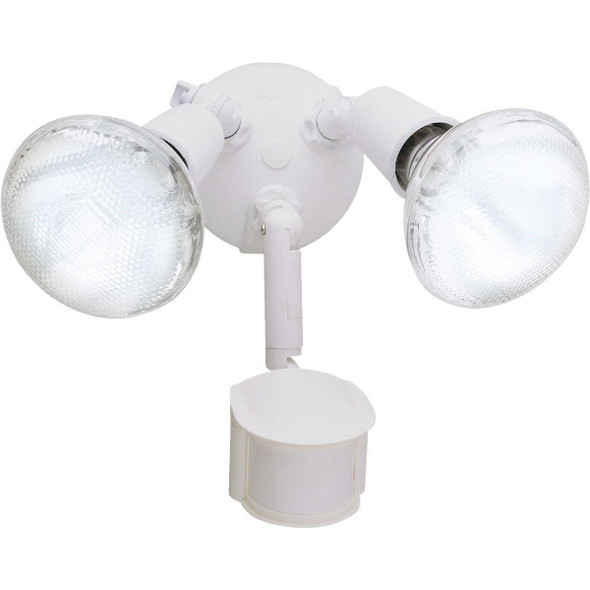 MS185W Halo White Motion Sensing Dusk To Dawn Incandescent Floodlight Fixture