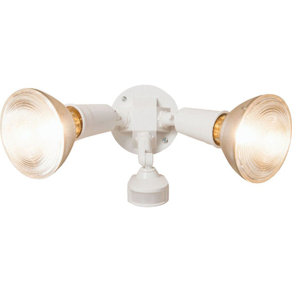 MS34W Halo White Motion Sensing Dusk To Dawn Incandescent Floodlight Fixture