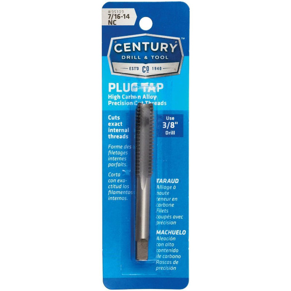 95109 Century Drill & Tool 7/16-14 Carbon Steel National Coarse Tap-Plug