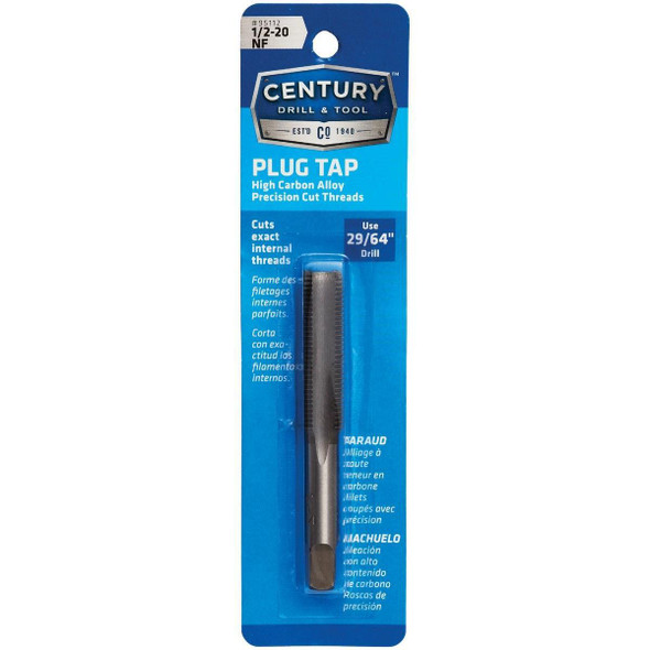 95112 Century Drill & Tool 1/2-20 Carbon Steel National Fine Tap-Plug