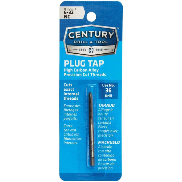 95004 Century Drill & Tool 6-32 Carbon Steel National Coarse Tap-Plug