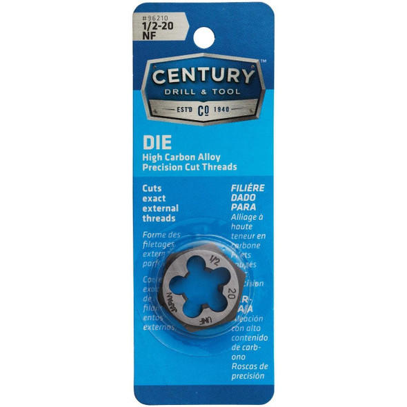 96210 Century Drill & Tool 1/2-20 National Fine 1 In. Across Flats Fractional Hexagon Die