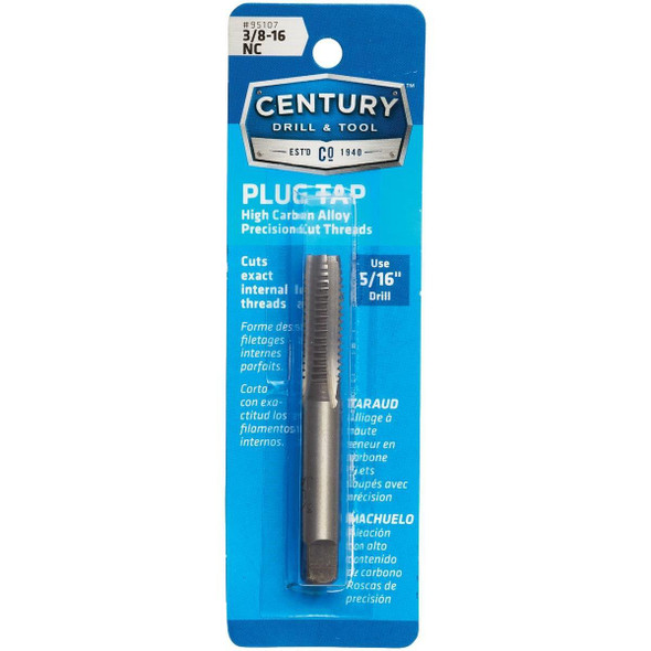 95107 Century Drill & Tool 3/8-16 Carbon Steel National Coarse Tap-Plug