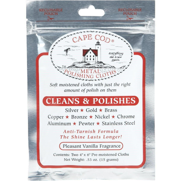 8821 Cape Cod Pre-Moistened Metal Polishing Cloth (2 Count)