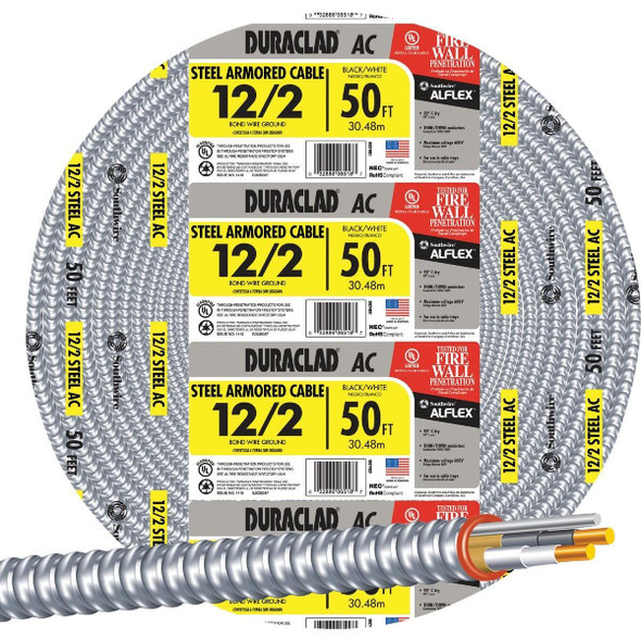 55274952 Southwire 50 Ft. 12/2 AC Armored Cable Electrical Wire