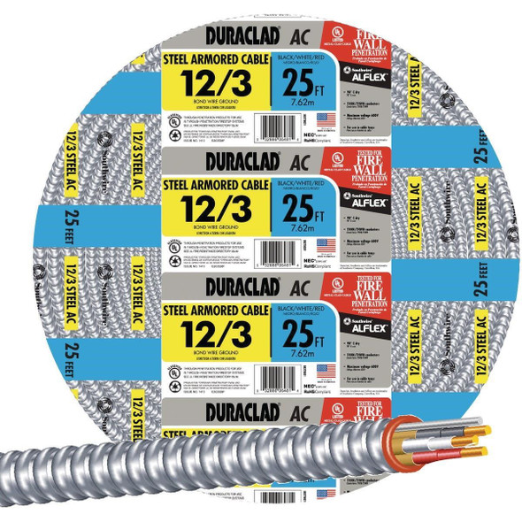 55275021 Southwire 25 Ft.12/3 AC Armored Cable Electrical Wire