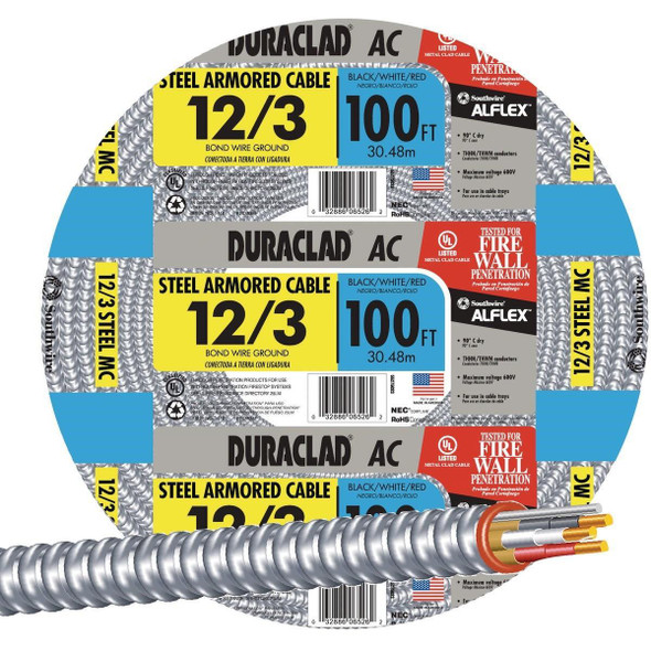 55275023 Southwire 100 Ft. 12/3 AC Armored Cable Electrical Wire