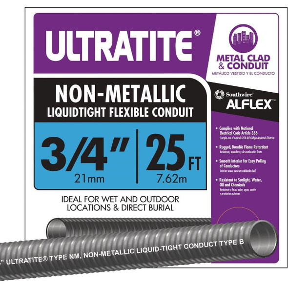 55094321 Southwire 3/4 In. x 25 Ft. Flexible Non-Metallic Liquid Tight Conduit