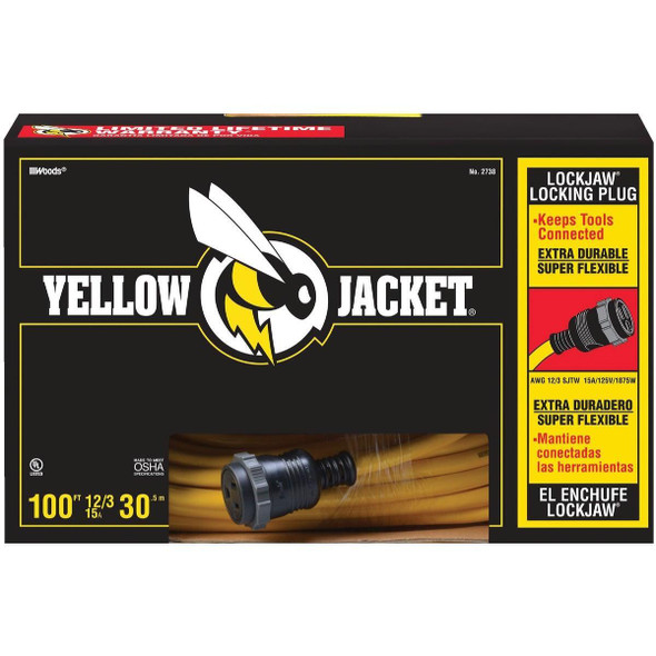 2738 Yellow Jacket Lockjaw 100 Ft. 12/3 Extension Cord