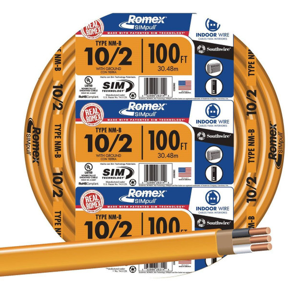 28829028 Romex 100 Ft. 10/2 Solid Orange NMW/G Electrical Wire