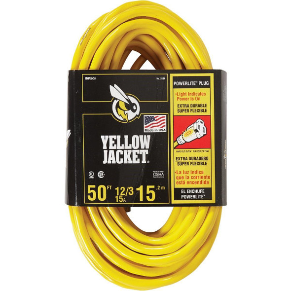 2884AC Yellow Jacket 50 Ft. 12/3 Heavy-Duty Extension Cord w/Lighted End