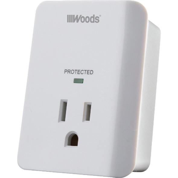 41008 Woods 1-Outlet 15A White Surge Tap Appliance Alarm