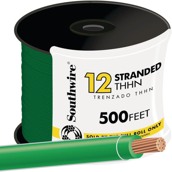 22968258 Southwire 500 Ft. 12 AWG Stranded Green THHN Electrical Wire