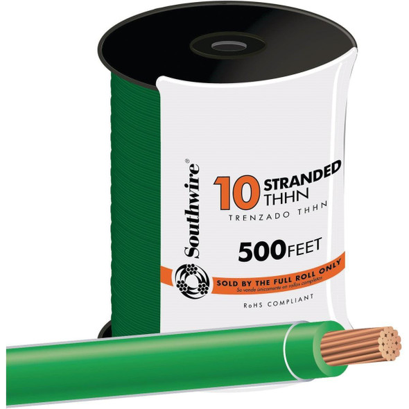22977357 Southwire 500 Ft. 10 AWG Stranded Green THHN Electrical Wire