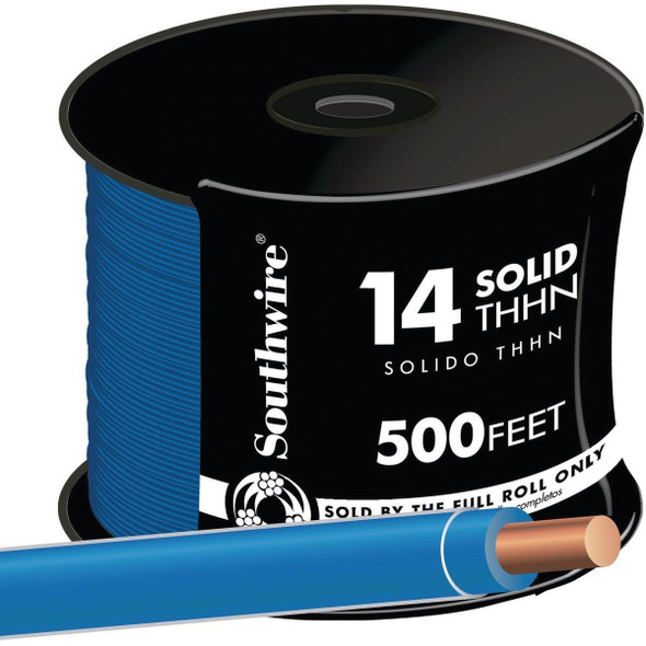 11582458 Southwire 500 Ft. 14 AWG Solid Blue THHN Electrical Wire