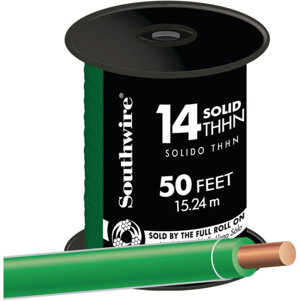 11583283 Southwire 50 Ft. 14 AWG Solid Green THHN Electrical Wire