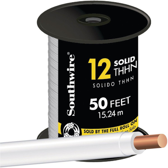 11588183 Southwire 50 Ft. 12 AWG Solid White THHN Electrical Wire