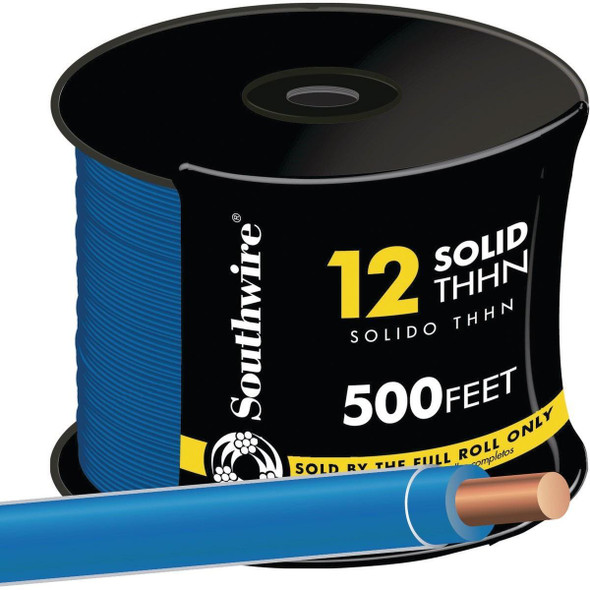11590758 Southwire 500 Ft. 12 AWG Solid Blue THHN Electrical Wire
