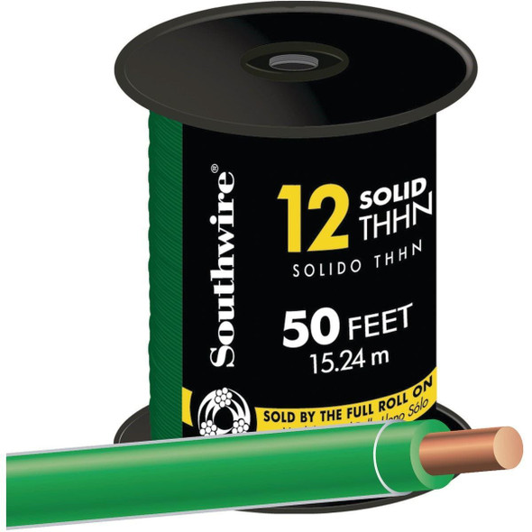 11591583 Southwire 50 Ft. 12 AWG Solid Green THHN Electrical Wire