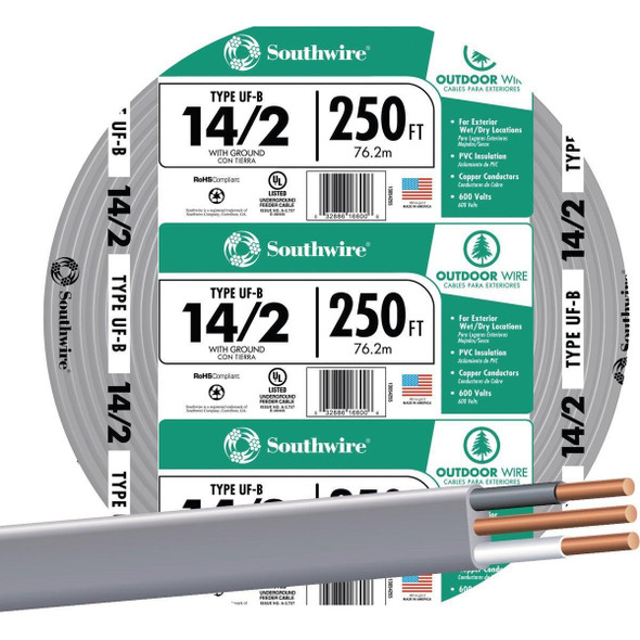 13054255 Southwire 250 Ft. 14 AWG 2-Conductor UFW/G Electrical Wire