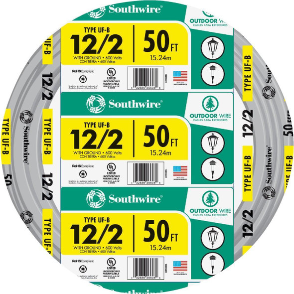 13055922 Southwire 50 Ft. 12 AWG 2-Conductor UFW/G Electrical Wire